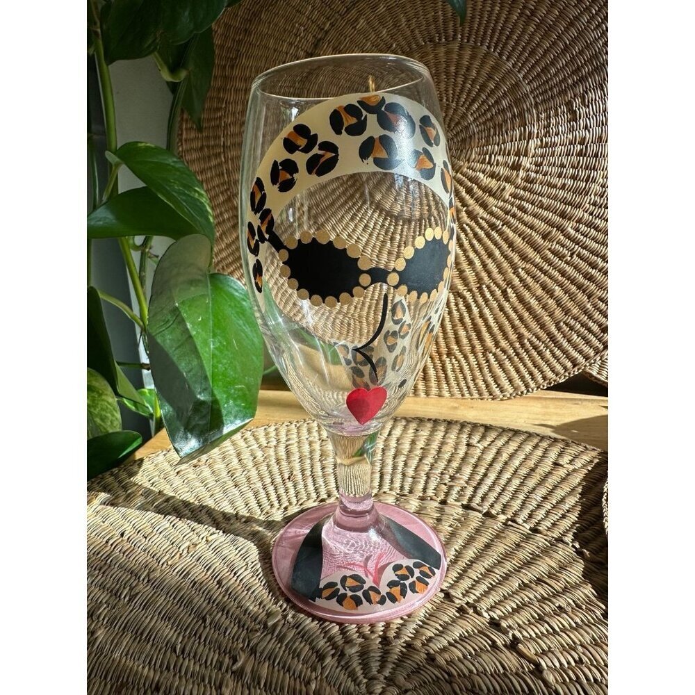 2001 Le Gourmet Chef Cheetah woman glass